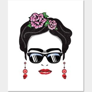 Women’s Feminist Icon: Mexican Folk Artist Frida & Sun Glasses Posters and Art